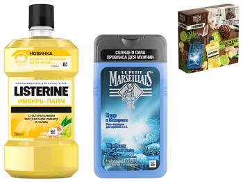 Набір подарунковий чоловічий Listerine Відкривай нове (гель-шампунь 250мл, ополіскувач 250мл)