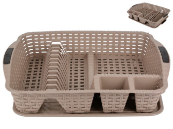 Сушка для посуду з піддоном Violet House 0757 Ротанг Cappuchino, 48х37,5х9см, 8690067495011