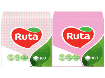 Салфетки бумажные Ruta однослойные 24x24см розовые (цена за упаковку 100шт)