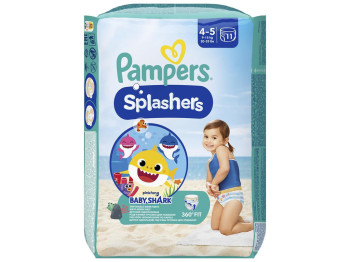 Трусики для плавания Pampers Splashers Baby Shark, не набирают воду, размер 4-5, 9-15 кг, 11шт