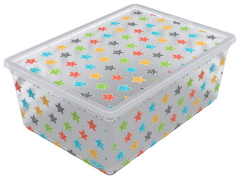 Контейнер Qutu Light Box з кришкою Colored Stars, 10л