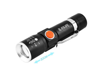 Ліхтар діодний Police 616-XPE, zoom, вбудований акумулятор, зарядка USB, затискач