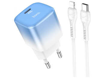 Сетевое зарядное устройство Hoco C101A PD20W Type-C to Lightning Цвет Голубой