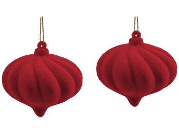 Набор ёлочных украшений 6,5см, цвет - красный велюр (цена за набор 2шт)