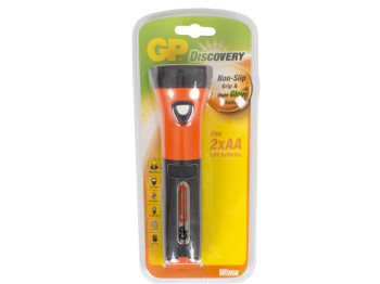 Ліхтар ручний GP Discovery, 1 потужний світлодіод, на 2х батарейках/акумуляторах AA