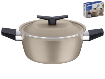 Кастрюля с крышкой Tramontina Spezia Sand, с крышкой, алюминий, 2,4л, 20см, цвет песочный