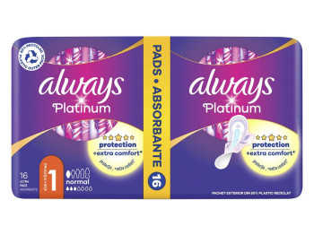 Прокладки гигиенические Always Platinum Normal, с крыльями, 4 капли, 16шт