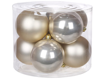 Набор елочных шаров, 10см, цвет – шампань (цена за набор 8шт)
