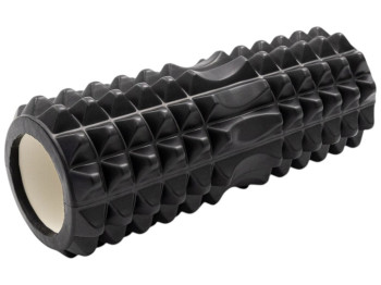 Масажер роликовий для йоги, для міофасціального масажу, пластик, 33×12см, колір чорний