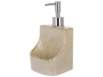 Диспенсер для рідкого мила (засоби для миття посуду) 400мл, з місцем для губки, колір - бежевий