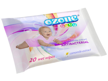 Вологі серветки дитячі "OZONE" "З екстрактом ромашки" Travel антібактеріальні 20шт