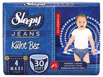 Подгузники - трусики Sleepy Jeans Maxi, размер 4 (7 - 14кг) 30шт