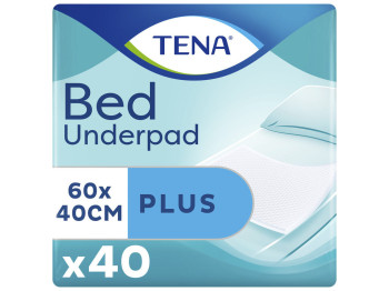 Пеленки гигиенические Tena Bed Plus, одноразовые, целлюлоза, плиэстер, 40×60см, 40шт