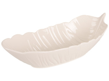 Блюдо Led Deep Leaf White, овальное, фарфор, 35×14×8см, цвет белый