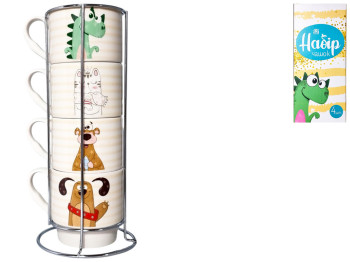 Набор чашек на подставке, 320мл (цена за набор 4шт)