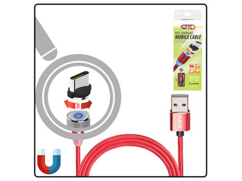 Кабель магнитный PULSO USB - Micro USB 2,4А, 2m, red (только зарядка)