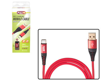 Кабель Pulso CC-4202C RD, USB - Type C 3А, 2м, red (быстрая зарядка/передача данных)