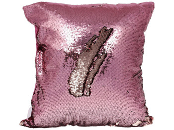 Наперник для подушки декоративный с пайетками, 50см, цвет - розовый