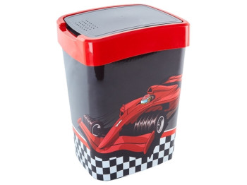 Ведро Евро для мусора с декором 18л (темно-серый, красный с рисунком) 121067