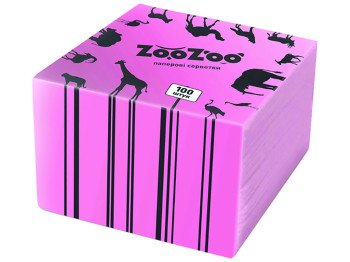 Салфетки бумажные ZooZoo столовые, однослойные 24х23см розовые (цена за упаковку 100шт)