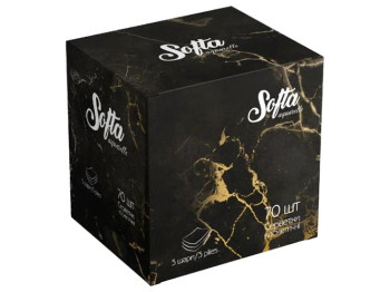Серветки косметичні Softa Chisto Black, сухі, тришарові, целюлоза, 11,5×11,5×10см, 70шт