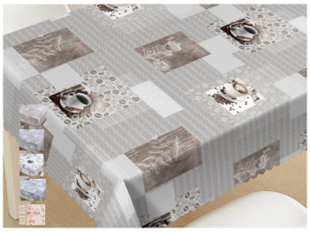 Клеенка GlossyN, 3 слоя, на тканевой основе, глянцевая, 1,37×20м, дизайн кофейный (цена за рулон)