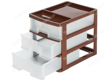 Комод настольный R-Plastic А4 на 3 ящика, коричневый, 35x25,5x28см, 03306/53684