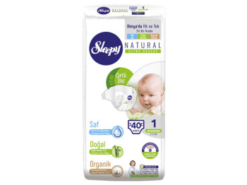 Подгузники Sleepy Natural Diaper Newborns, размер 1 (2 - 5кг) 40шт
