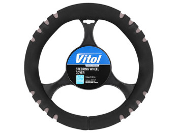 Чехол руля Vitol, 14021, эластичный, черно-серый