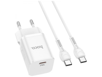 Сетевое зарядное устройство Hoco N19 Rigorous PD25W Type-C to Type-C Цвет Белый