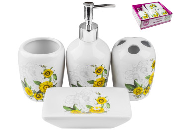 Набор в ванную керамический Луговые цветы (цена за набор 4 предмета)