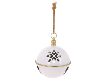 Шар на подвесе Christmas bell, металл, 25×31см, 50см, цвет белый