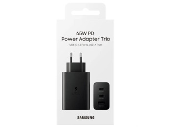 Сетевое зарядное устройство Samsung 65W 1USB 2USB-C pd qc, быстрая зарядка, цвет черный