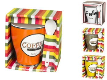 Чашка с ложкой в подарочной упаковке Кофе 375мл