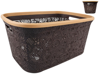 Корзина для белья Dantel, с рамой, пластик, 40л, 53×37×25см, цвет коричневый