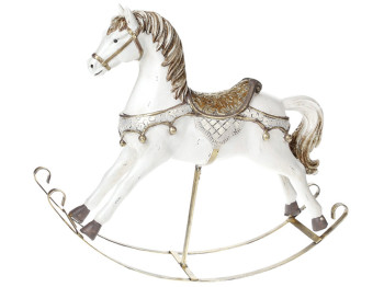 Декоративная статуэтка Лошадка-качалка, 34,5см, цвет - белый с золотом