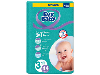 Подгузники детские Evy Baby Midi, размер 3, 5–9 кг (44 шт)