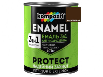 Емаль антикорозійна 3в1 PROTECT, Коричнева 0,75 кг
