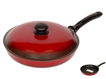 Сковорода 26см алюм. с наруж. стеклоэм. покрытием мелкая Люкс Силумин