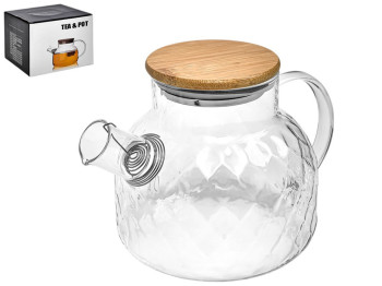 Заварник-графин Rombs, с пружиной-ситом и бамбуковой крышкой, стекло, 1л, цвет прозрачный