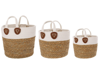 Набір плетених кошиків із ручками для зберігання (ціна за набір 3шт)