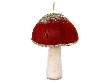 Подвеска мягкая Гриб с декором из паеток, пенопласт, ткань, 17х12см, цвет красный