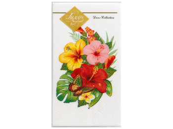 Салфетки бумажные трехслойные Luxy MINI Тропические цветы, 33×33 см, 10 шт