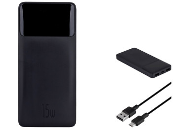 Power Bank Baseus PPDML-I Bipow 15W 10000 mAh, Чорний, 01