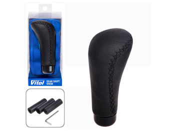 Ручка КПП Vitol декоративна, чорна шкіра, універсальна (F 250119)