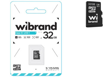 Карта памяти Wibrand мicroSDHC 32gb UHS-1 10 Class Цвет Черный