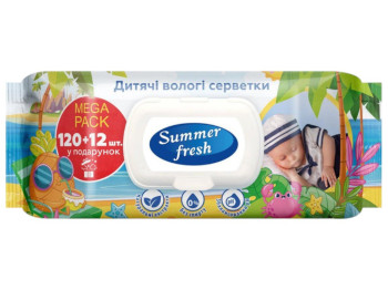 Салфетки влажные детские Summer Fresh, без спирта, 120шт