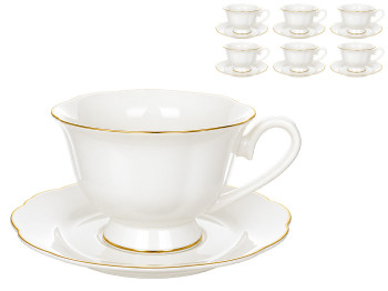 Чайный набор White Elegance с чашками и блюдцами, 230 мл, 12 предметов (цена за набор)