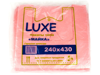 Кулек с ручками типа "майка" Luxe без рисунка (250шт) 24x43см 91150