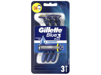 Станок для бритья Gillette Blue 3 Comfort Slalom, одноразовый, 3 лезвия, пластик, хром, 3шт